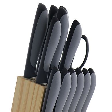 Gibson Home Dorain 14 Piece Stainless Steel Cutlery Set with Wood Block