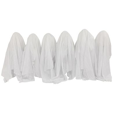 Set of 6 LED Lighted White Ghost Outdoor Halloween Lawn Stakes 30-Inch