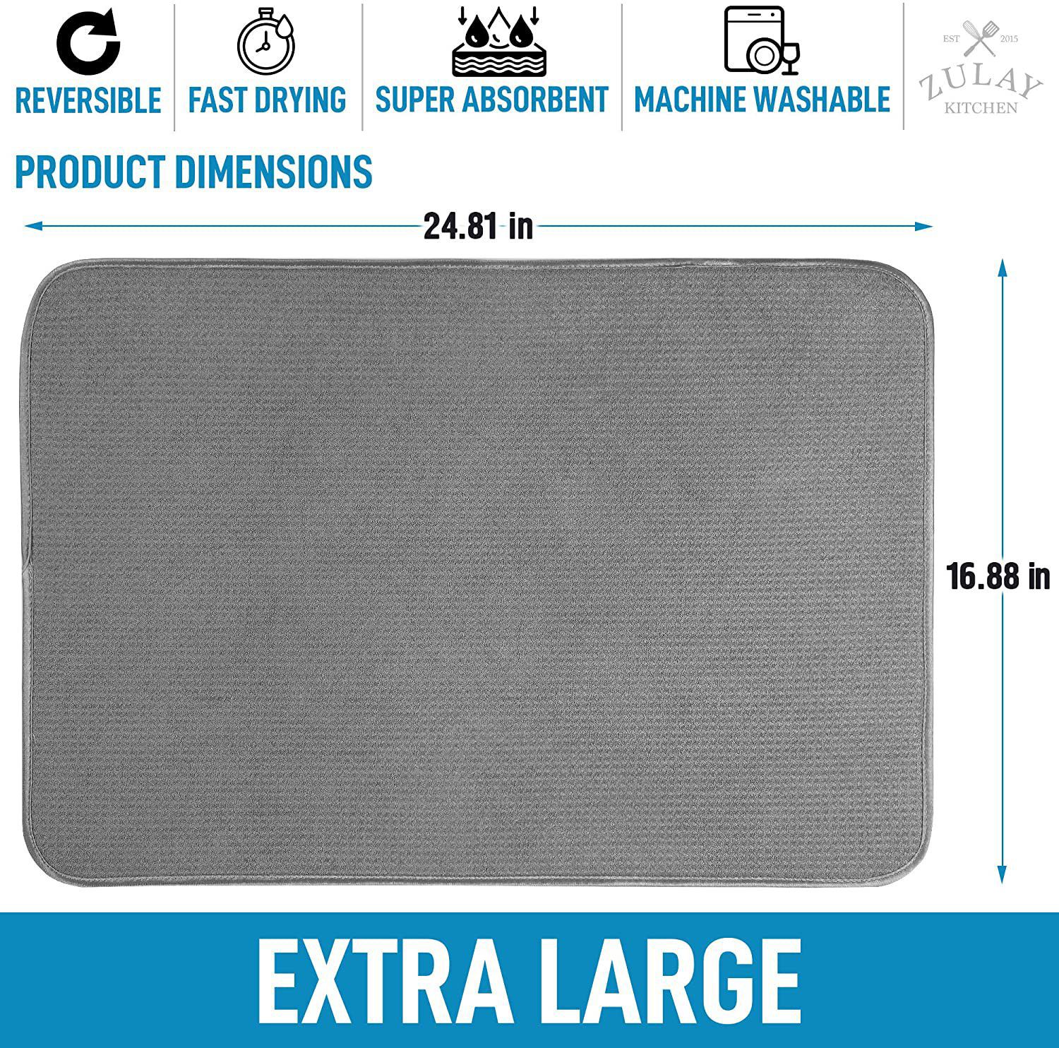 Zulay Kitchen Microfiber Dish Drying Mat   6464675 ALT2