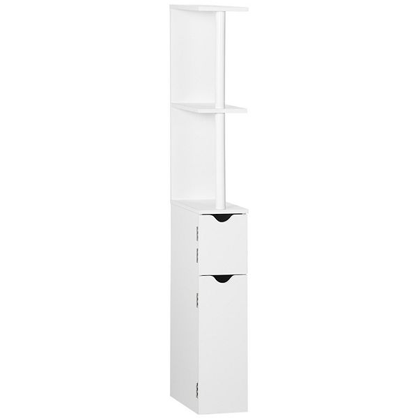 kleankin Tall Bathroom Storage with 2 Open Shelves and 2 Door