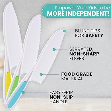 Zulay Kitchen 3-Piece Kids Knife Set for Real Cooking & Baking