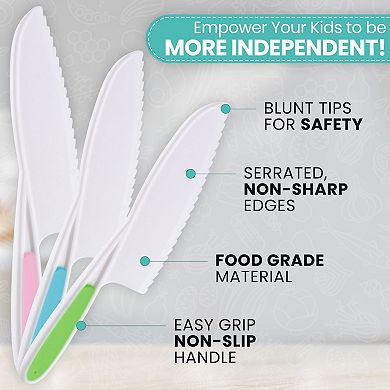 Zulay Kitchen Kids Knife Set for Cooking and Cutting Fruits, Veggies & Cake