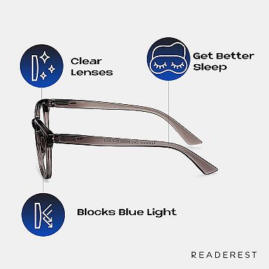 Blue Light Blocking Reading Glasses (Charcoal, 200 Magnification) - Computer