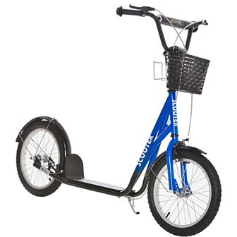 Adjustable Kick Scooter Inflatable Wheels Double Brake Storage Basket & Mudguard