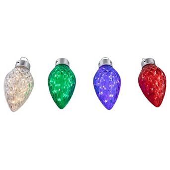 4 Count LED Multi-Color Giant C9 Faceted Twinkle Christmas Lights 12 ft White Wire