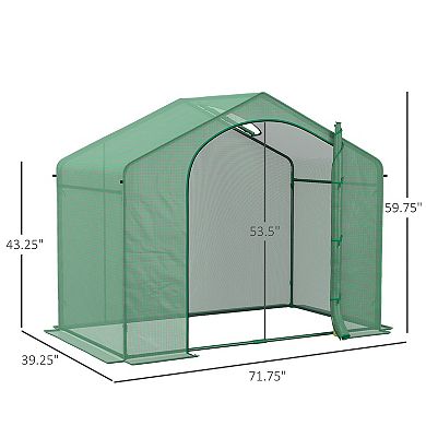 Outsunny 6' x 3' x 6' Portable Walk-in Greenhouse, PE Cover, Steel Frame Garden Hot House, Zipper Door, Green