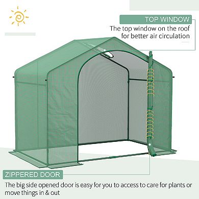 Outsunny 6' x 3' x 6' Portable Walk-in Greenhouse, PE Cover, Steel Frame Garden Hot House, Zipper Door, Green
