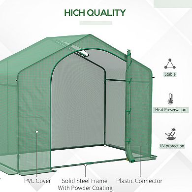 Outsunny 6' x 3' x 6' Portable Walk-in Greenhouse, PE Cover, Steel Frame Garden Hot House, Zipper Door, Green