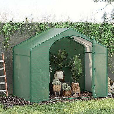 Outsunny 6' x 3' x 6' Portable Walk-in Greenhouse, PE Cover, Steel Frame Garden Hot House, Zipper Door, Green