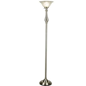 Royal Floor Lamp Metal Standing Lamp With Alabaster Glass Shade Brushed Nickel
