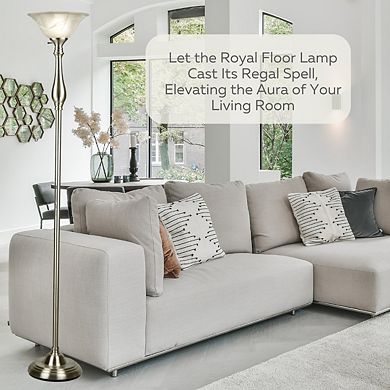 Royal Floor Lamp Metal Standing Lamp With Alabaster Glass Shade Brushed Nickel