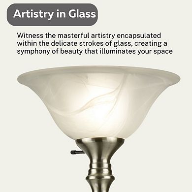 Royal Floor Lamp Metal Standing Lamp With Alabaster Glass Shade Brushed Nickel