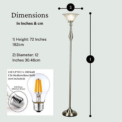 Royal Floor Lamp Metal Standing Lamp With Alabaster Glass Shade Brushed Nickel