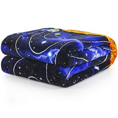 Solar System Fleece Blanket For Bed, Space Fleece Throw Blanket