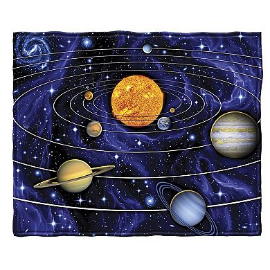 Solar System Fleece Blanket For Bed, Space Fleece Throw Blanket