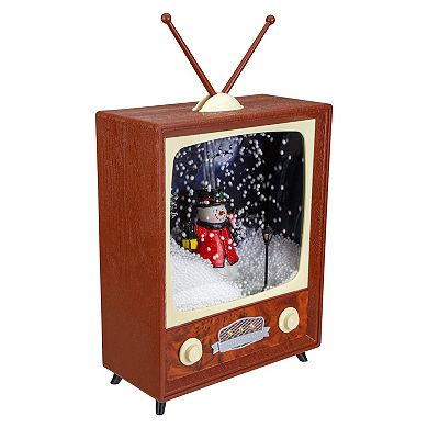 12" LED Lighted Musical Snowing Snowman TV Set Christmas Decoration