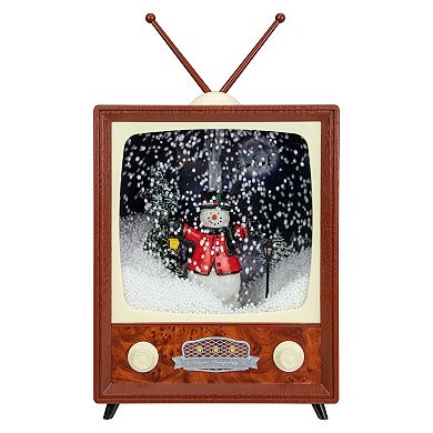 12" LED Lighted Musical Snowing Snowman TV Set Christmas Decoration