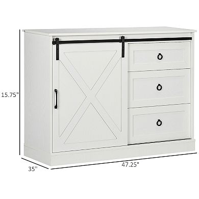 Homcom Farmhouse Coffee Bar Cabinet, Kitchen Sideboard, Buffet Cabinet