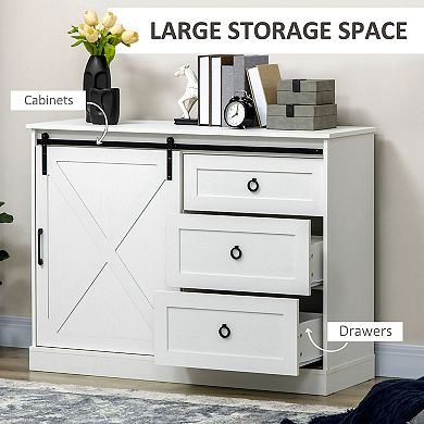 Homcom Farmhouse Coffee Bar Cabinet, Kitchen Sideboard, Buffet Cabinet