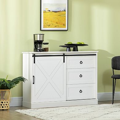 Homcom Farmhouse Coffee Bar Cabinet, Kitchen Sideboard, Buffet Cabinet