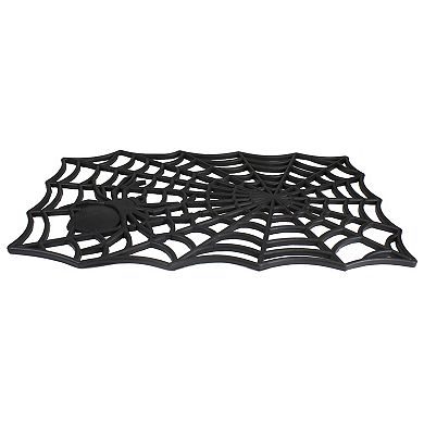 Black Spider Web Rectangular Halloween Doormat 18" x 30"
