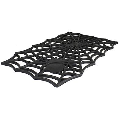 Black Spider Web Rectangular Halloween Doormat 18" x 30"