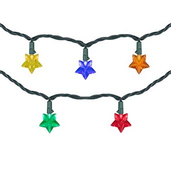 20-Count Multi-Colored LED Star Christmas Light Set 4.5ft Green Wire
