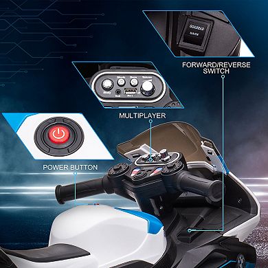 Aosom Licensed BMW HP4 Multi-Terrain Kids Motorcycle Ride-on Toy for Toddlers and Ages 1.5 to 5, Off-Road Battery-Operated Ride-on Vehicle, Mini Motorbike for Kids, Blue