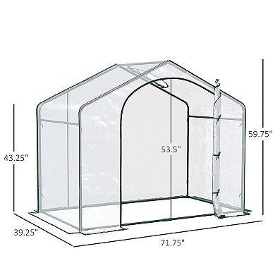 Outsunny 6' x 3' x 6' Portable Walk-in Greenhouse, PVC Cover, Steel Frame Garden Hot House, Clear