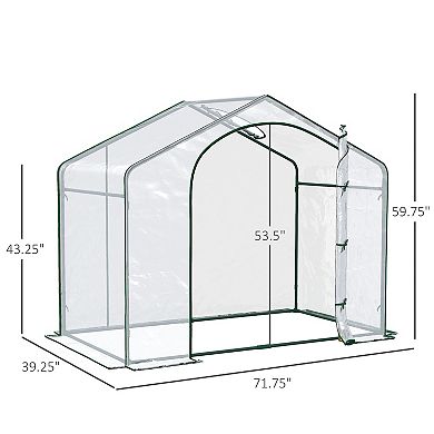 Outsunny Portable Walk-in Greenhouse, PVC Cover, Door, Top Vent