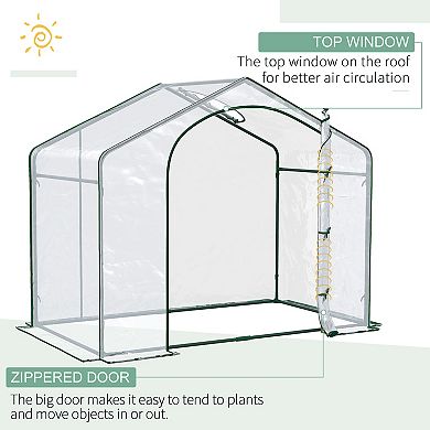 Outsunny Portable Walk-in Greenhouse, PVC Cover, Door, Top Vent