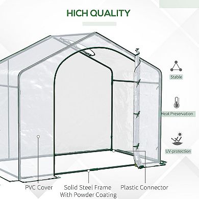 Outsunny 6' x 3' x 6' Portable Walk-in Greenhouse, PVC Cover, Steel Frame Garden Hot House, Clear