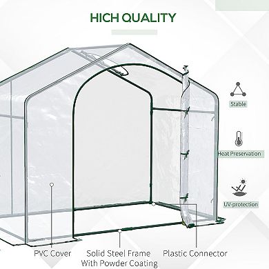 Outsunny Portable Walk-in Greenhouse, PVC Cover, Door, Top Vent