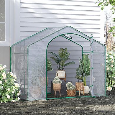 Outsunny Portable Walk-in Greenhouse, PVC Cover, Door, Top Vent