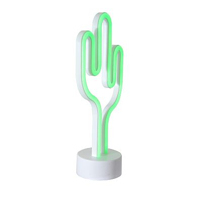 11.5" Battery Operated Neon Style LED Green Cactus Table Light