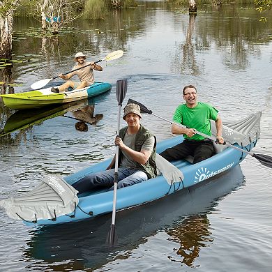 Outsunny 2 Person Inflatable Kayak With Aluminum Paddles, Repair Kit