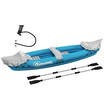 Outsunny 2 Person Inflatable Kayak With Aluminum Paddles, Repair Kit