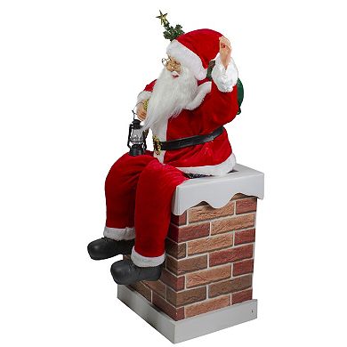 Santa Delivering Presents Down a Smokestack Chimney Christmas Decoration