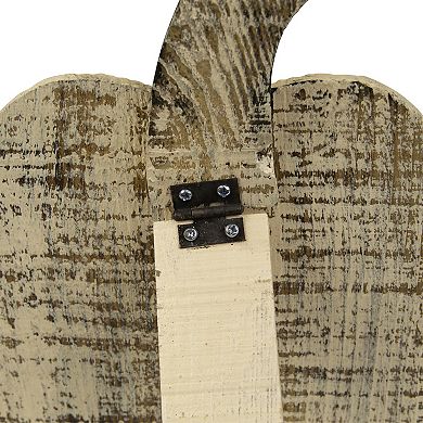 10.5" Small White Wooden Fall Harvest Pumpkin with Stem