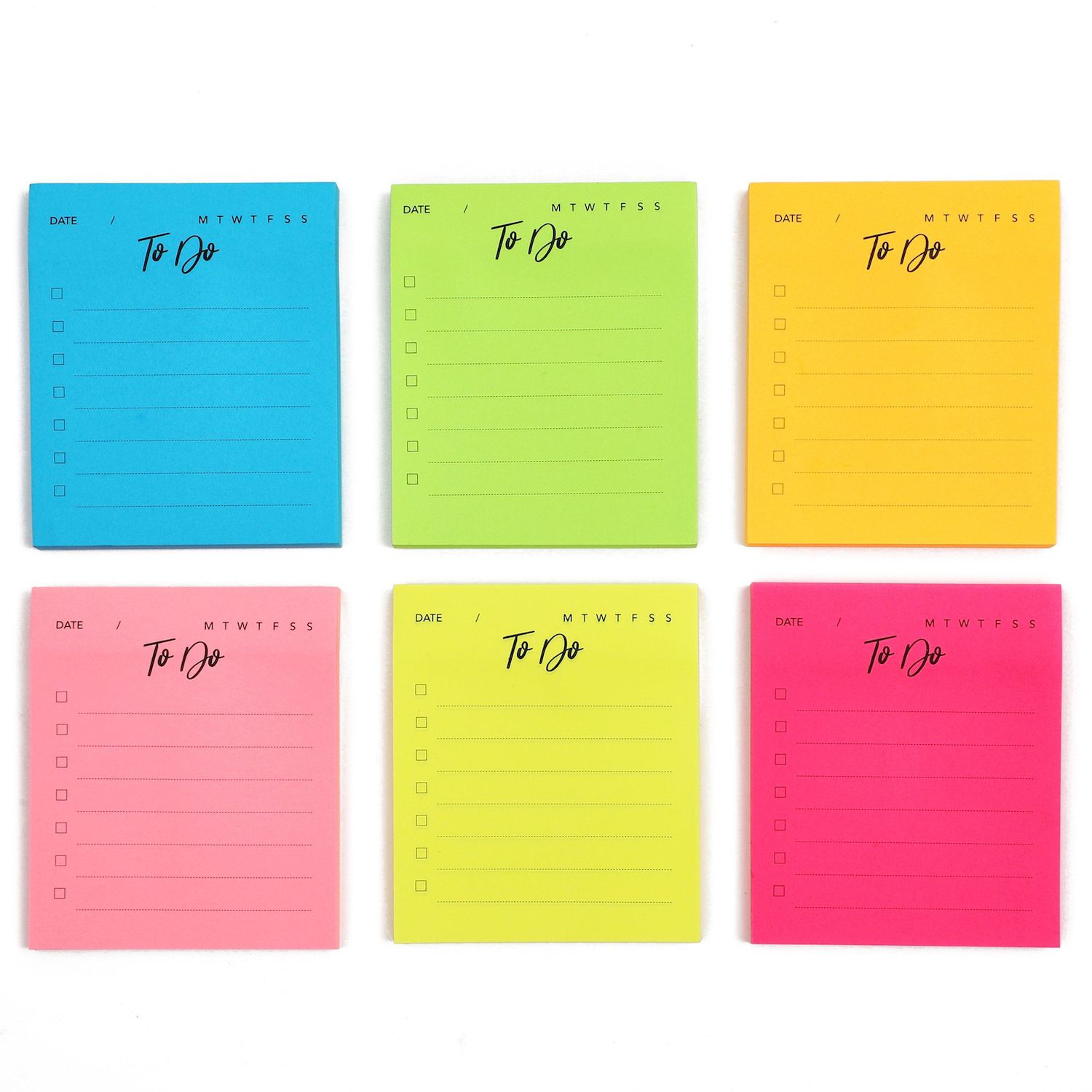 Gradient to do List Sticky Notes, 6 Pack Lined Self Stick Note Pads Daily