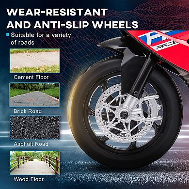 Aosom Licensed BMW HP4 Multi-Terrain Kids Motorcycle Ride-on Toy for Toddlers and Ages 1.5 to 5, Off-Road Battery-Operated Ride-on Vehicle, Mini Motorbike for Kids, Red