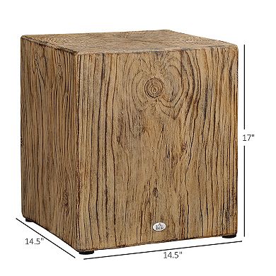 HOMCOM Decorative Side Table with Square Tabletop, Rustic End Table with Wood Grain Finish, for Indoors and Outdoors, Natural