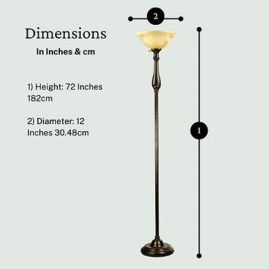 Floor Lamp Metal Standing Lamp With Alabaster Glass Shade Bronze