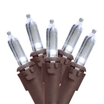 35 White LED Mini Christmas Lights 11.25 ft Brown Wire