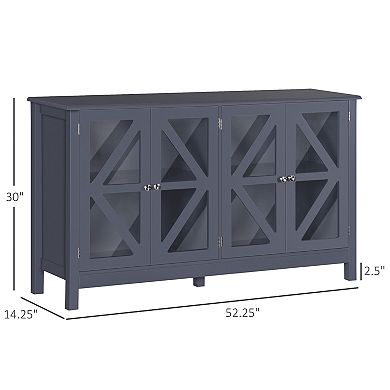 Farmhouse Kitchen Sideboard Buffet Table W/ Double Door Cabinet For Study Grey