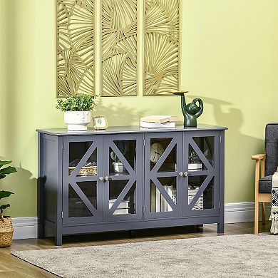 Farmhouse Kitchen Sideboard Buffet Table W/ Double Door Cabinet For Study Grey