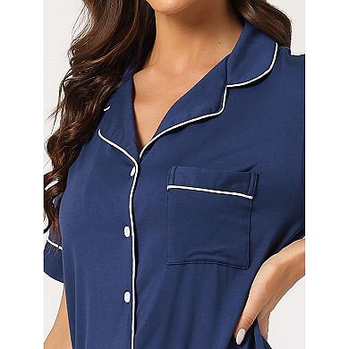 Women's Pajamas Summer Short Sleeves Button Down With Shorts Lounge Sets