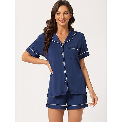 Women's Pajamas Summer Short Sleeves Button Down With Shorts Lounge Sets
