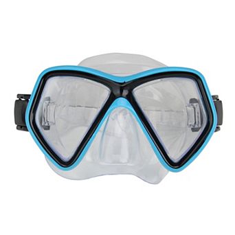 Aqua Blue and Black Monaco Children's Swimming Mask Ages 10 and up 6.25"
