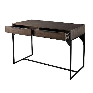 Ohio 47 in. 2-Drawer Rustic Industrial Wood Home Office Desk in Ash Grey